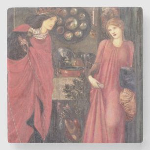 Fair Rosamund and Queen Eleanor (mixed media on pa Stone Coaster
