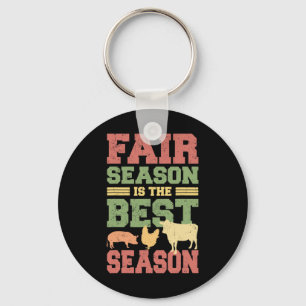 Fair Season Is The Best Season Pig Chicken Cow Cou Key Ring