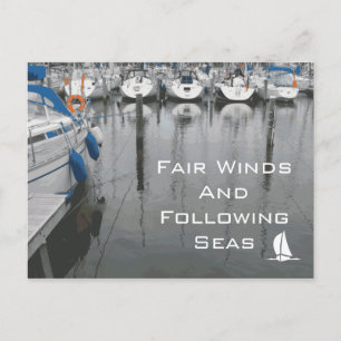 Fair Winds and Following Seas Phrase of Good Luck Postcard