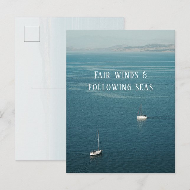 Fair Winds & Following Seas Nautical Sailing Postcard (Front/Back)