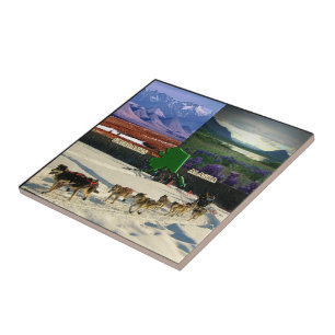 Fairbanks, Alaska Collage Ceramic Tile