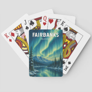 Fairbanks Alaska Illustration Travel Art Vintage Playing Cards