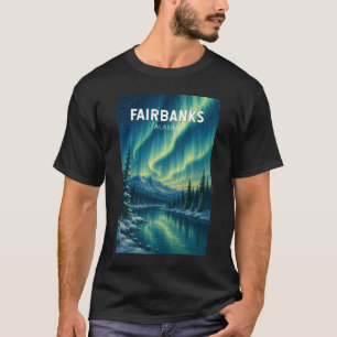 Fairbanks Alaska Illustration Travel Art Vintage T-Shirt