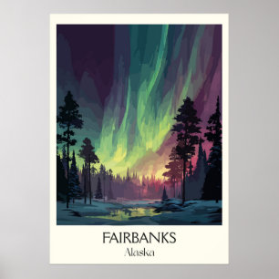 Fairbanks Alaska Northern Lights Aurora Poster