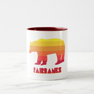 Fairbanks Alaska Rainbow Bear Two-Tone Coffee Mug