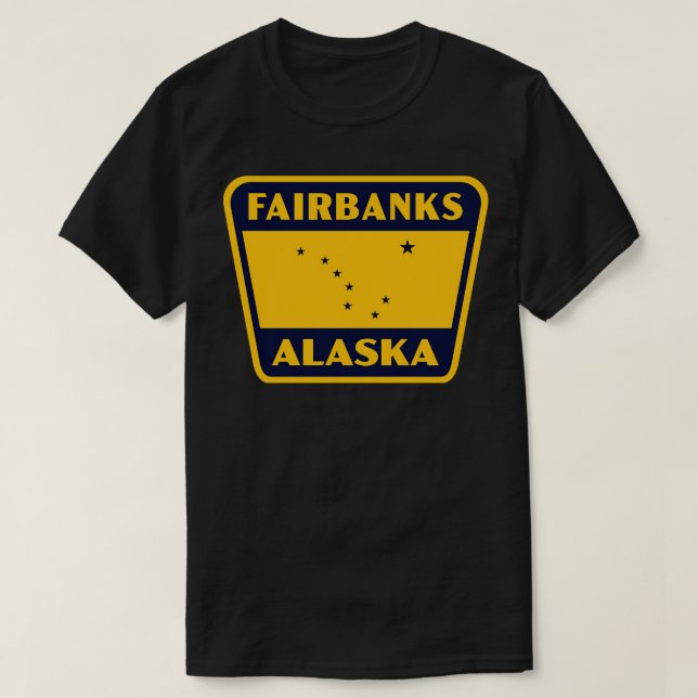 Fairbanks Alaska Retro Badge Blue T-Shirt (Design Front)