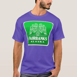 Fairbanks Alaska Retro Bird Badge Green T-Shirt