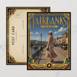 Fairbanks Alaska Vintage Art Deco Golden Age Postcard