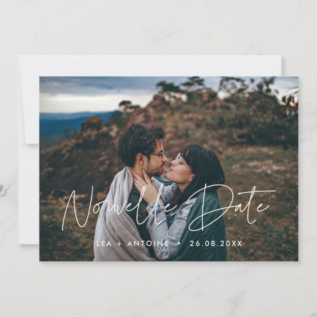 Faire-part Nouvelle date Mariage reporté Announcement (Front)