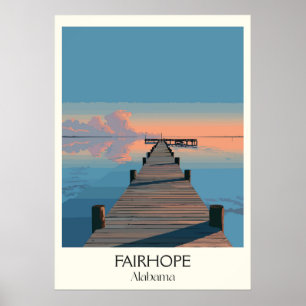 Fairhope Alabama Bay Pier Sunset Poster