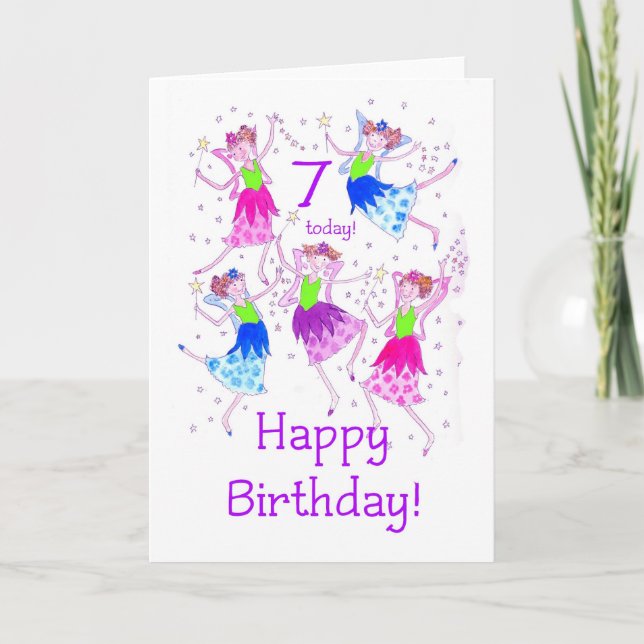 'Fairies' 7th Birthday Card (Front)