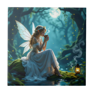 Fairies and Coffee Enchanted Forest Ceramic Tile