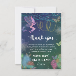 Fairies And Friends Butterfly Glitter Baby Shower Thank You Card