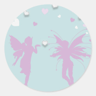 Fairies and Hearts Classic Round Sticker