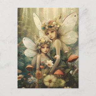 Fairies and Mushrooms in the Woods Postcard