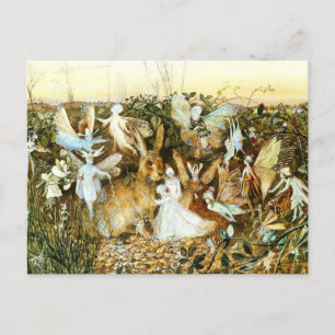 Fairies and Rabbit Holiday Postcard