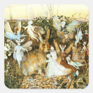 Fairies and Rabbit Square Sticker