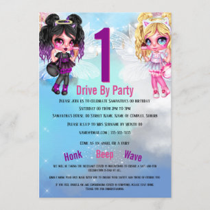 Fairies angels magical sky anime cute girl party invitation