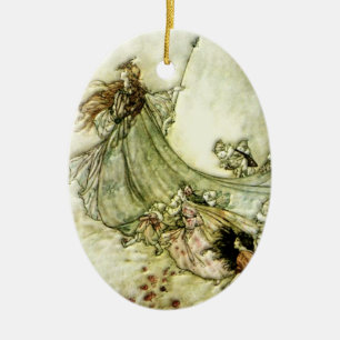 Fairies Away - Arthur Rackham Ceramic Tree Decoration