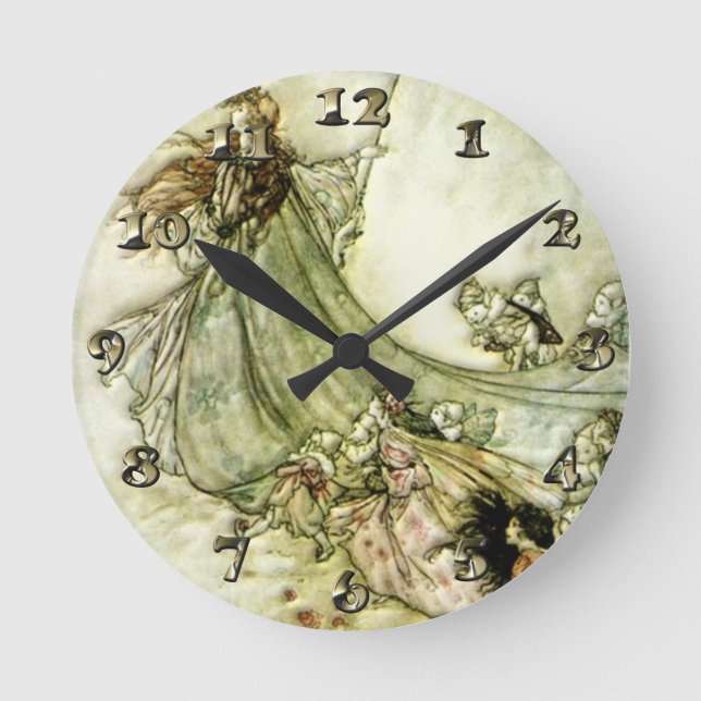 Fairies Away - Arthur Rackham Round Clock (Front)