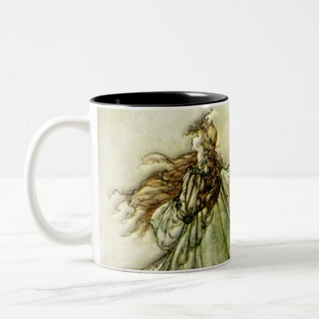 Fairies Away - Arthur Rackham Two-Tone Coffee Mug (Left)