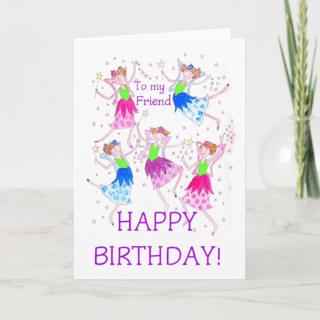 'Fairies' Birthday Card for a friend (Front)