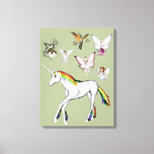 Fairies Colour the Unicorn Canvas Print