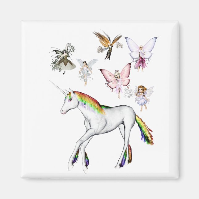 Fairies Colour the Unicorn Magnet (Front)