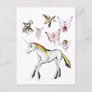 Fairies Colour the Unicorn Postcard