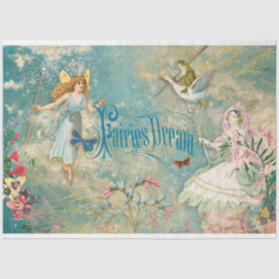 Fairies Dream Enchanted Blue Sky Clouds Decoupage Tissue Paper