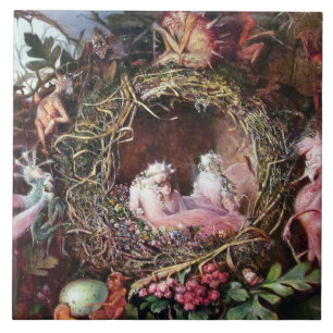 Fairies in a Birds Nest, John Anster Fitzgerald Ceramic Tile
