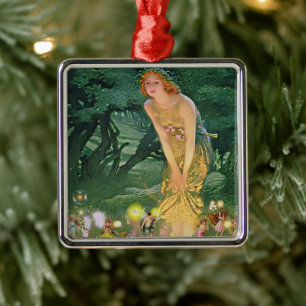 Fairies in the Moonlight Metal Ornament