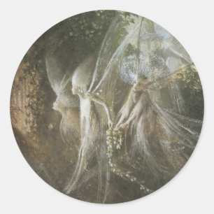 Fairies Looking Through A Gothic Arch,1864 Classic Round Sticker