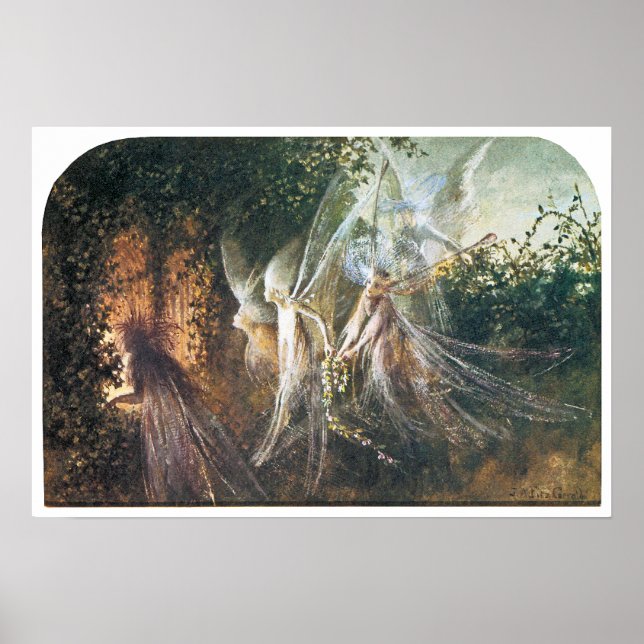 Fairies Looking Through a Gothic Arch Poster (Front)