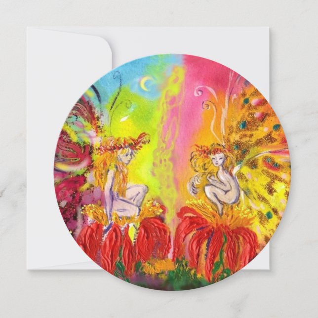 FAIRIES OF DAWN ,Magic Blue Gold Sparkles Invitation (Front)