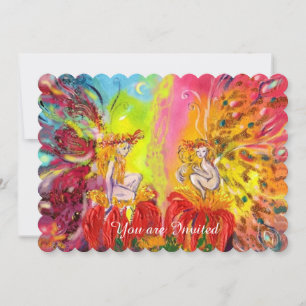 FAIRIES OF DAWN ,Magic Blue Gold Sparkles Invitation