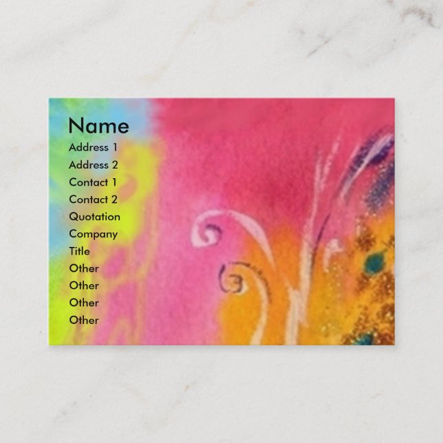 FAIRIES OF DAWN / MAGIC SPARKLES IN FUCHSIA GOLD BUSINESS CARD (Front)
