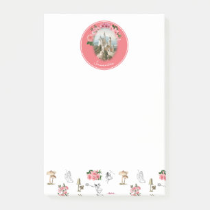 Fairies Pink Floral Mushroom Fairy Castle Monogram Post-it Notes