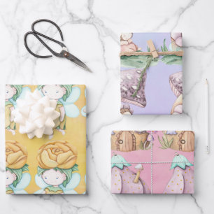 Fairies Pink Purple Yellow  Wrapping Paper