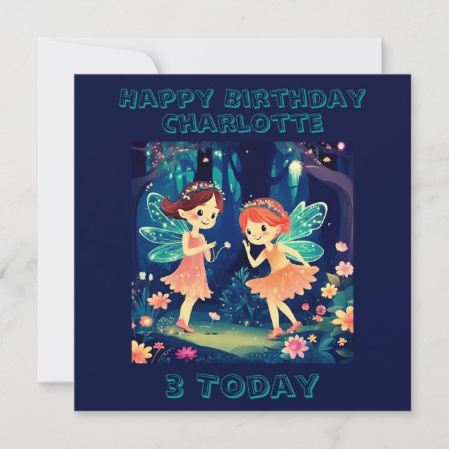 Fairies Play In The Enchanted Forest Age Birthday Card (Front)