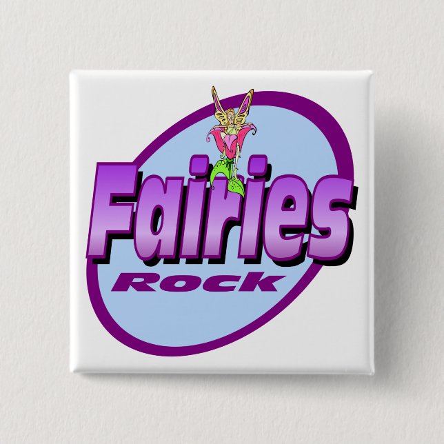 Fairies Rock 15 Cm Square Badge (Front)