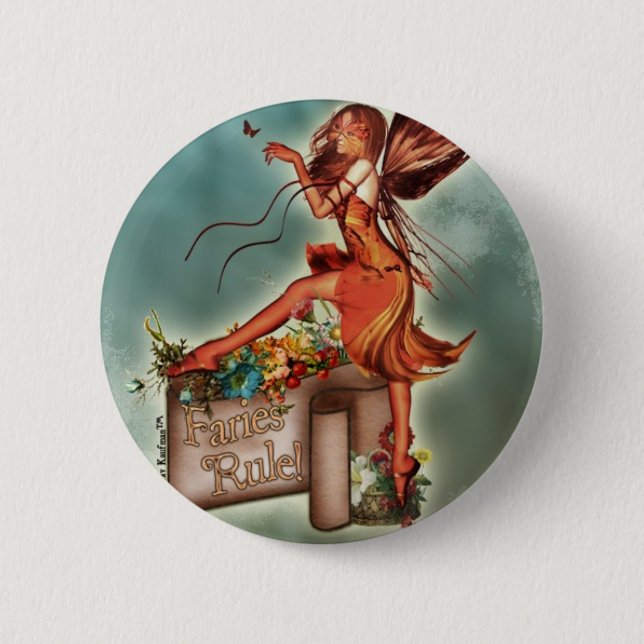 Fairies Rule! 6 Cm Round Badge (Front)