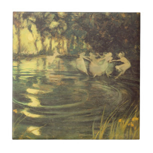 Fairies Whirl by Arthur Black, Vintage Fairy Dance Ceramic Tile