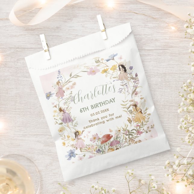 Fairies Wildflower Meadow Flowers Birthday Favour Bag (Clipped)