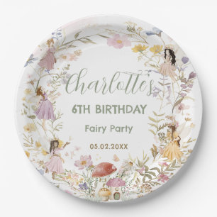 Fairies Wildflower Meadow Flowers Birthday Paper Plate