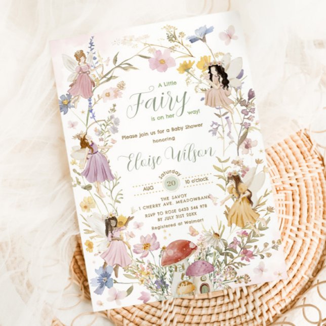 Fairies Wildflowers Flower Meadow Baby Shower Invitation (Creator Uploaded)