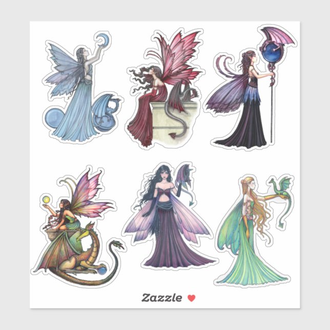 Fairies with Dragons Stickers by Molly Harrison (Sheet)
