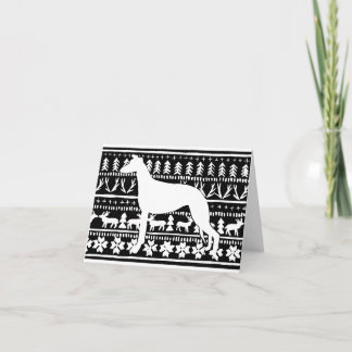 Fairisle Sighthound  Christmas Linocut Card