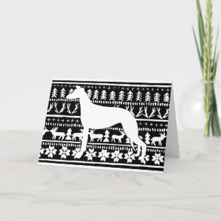 Fairisle Sighthound  Christmas Linocut Holiday Card