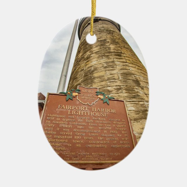Fairport Harbour Lighthouse Ceramic Ornament (Front)